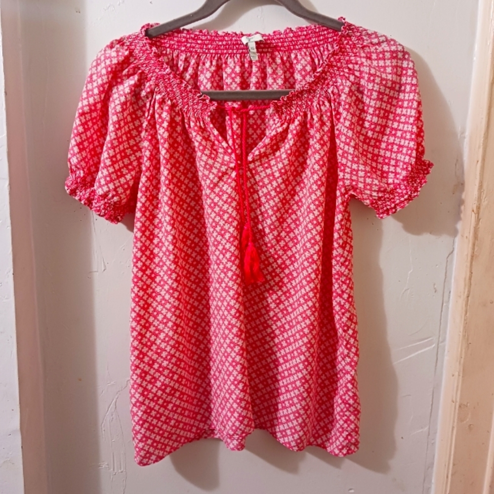Joie pink pattern tassel top